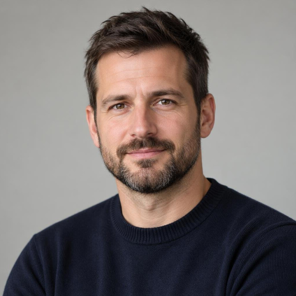 Portrait of a bearded man looking at the camera